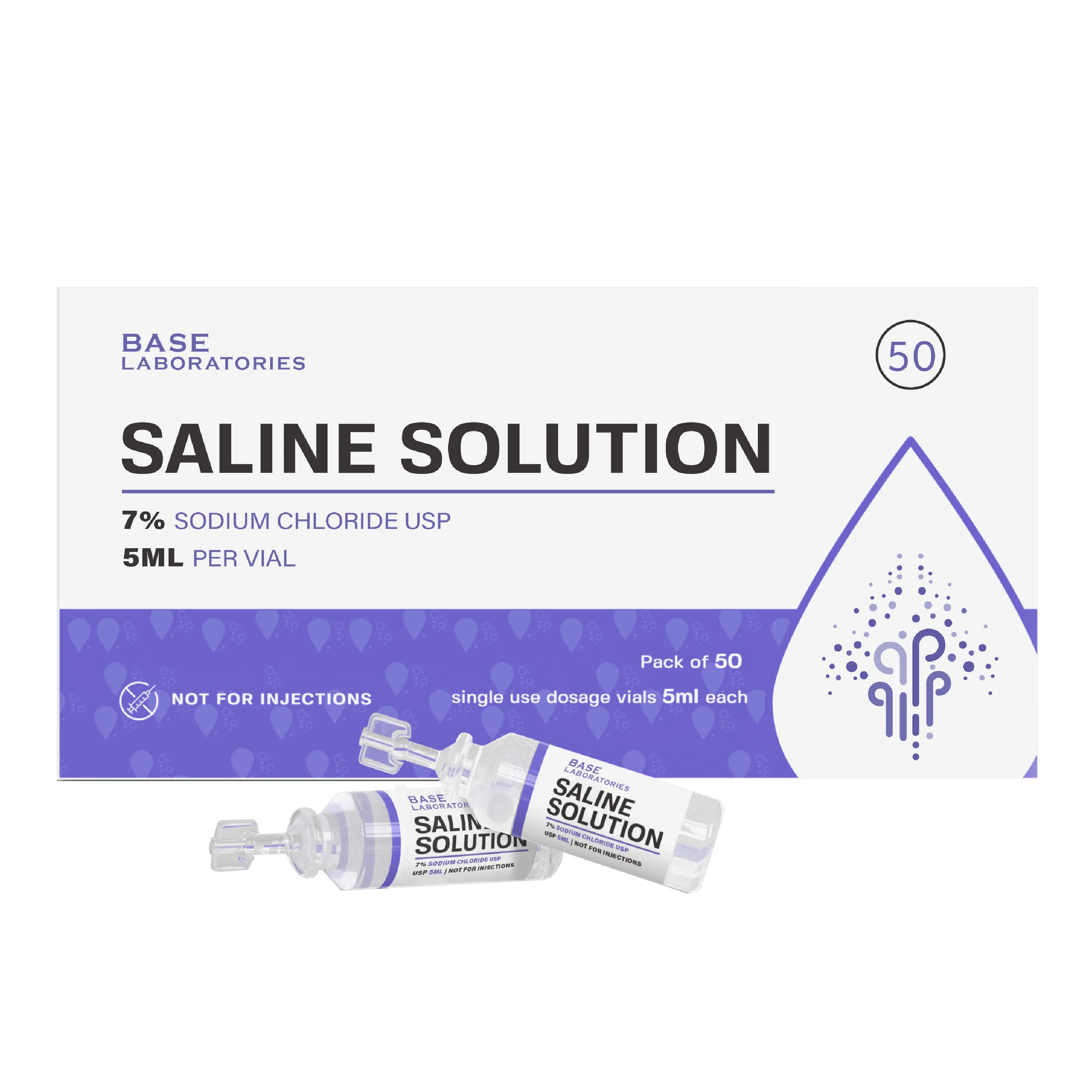 7% Saline Solution Vials — Compatible with Nebulizer Machines & Mesh Nebulizers 50 Pack
